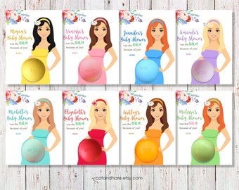 Baby Shower Favors EOS Lip Balm Girl Boy Baby Shower Was The Balm Card Holder Gift Tags Custom Personalized Thank You Favors PRINTABLE