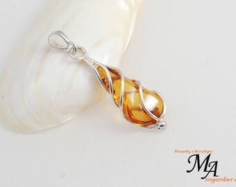 Amber stone Pendant Silver sterling 13639 AUTHOR'S +Certificate myamber.eu