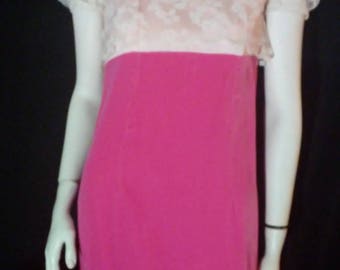 Vintage 70's Pink Velvet Maxi Dress