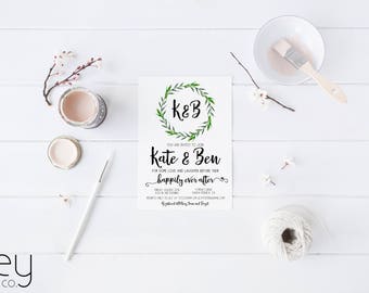 Couples Shower Invitation Printable - Rehearsal Dinner Invitation - Greenery Couples Shower - Greenery Rehearsal Dinner Invite
