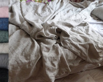 Duvet cover and two pillowcases Linen Set Oatmeal-Gray or White eco bedding washed bedding Softened Twin Full Double Queen King 100% Flax