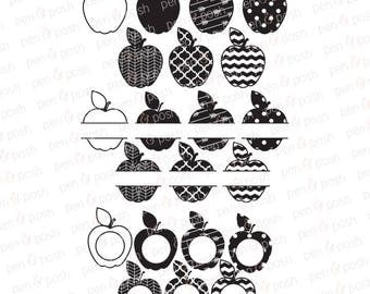 Svg - Apple SVG - Chevron Apple SVG - Teacher Apple SVG - Apple Monogram Svg - Apple Dxf - Cut File for Cricut Silhouette