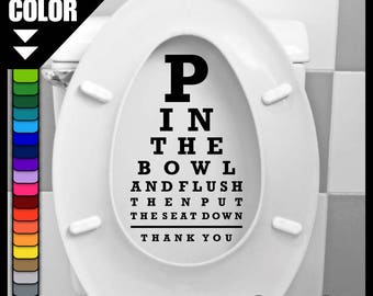P in The Bowl Toilet Seat Sticker - CuSTOM COLOR! Vinyl Decal - Bathroom Washroom Label Pee - Optical Optician Optometrist Novelty Gift Idea