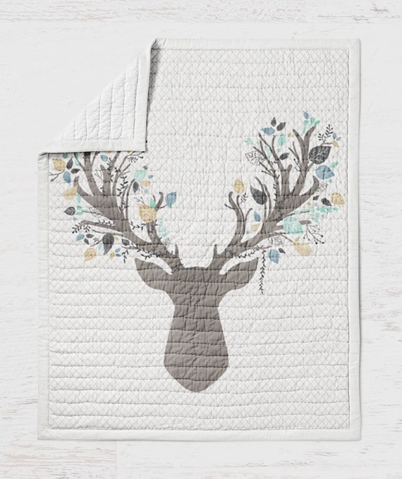 Deer Baby Quilt Fawn Crib Quilt Toddler Bedding Buck