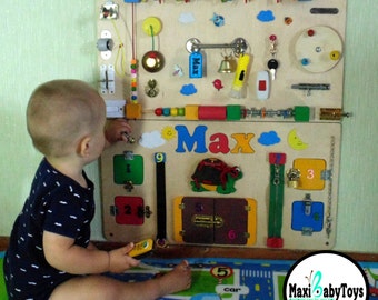 Personalized Busy Board Montessori toy baby sensory board montessori activity board toys for toddler developing toy personalized baby gift