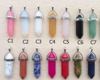 Healing Crystal Pendant. Silver Crystal Pendant. Gemstone Pendant. Stone Pendant. Crystal Point Pendant. Boho Crystal Point Pendant