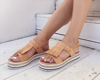 Leather Flat Sandals, Leather Sandals In Brown Color, Handmade in Athens, Greece By Christina Christi Jewels.