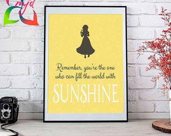 Snow White // Disney Prints // 5 Sizes Available // Sunshine // Nursery // Fairy Tales // Custom Wall Art // Inspiring Quotes