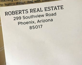 Custom Business Address Stamp, Personalized Company Name Stamp, Return Address Stamp, Self Inking Address Stamp, Wooden Rubber Stamp