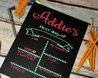 First Day of School Chalkboard, 1st Day of School Sign, Personalized Back to School Sign, Reusable Chalkboard Sign, Back to School Sign