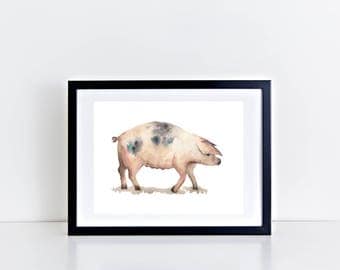 Pig watercolor | Etsy