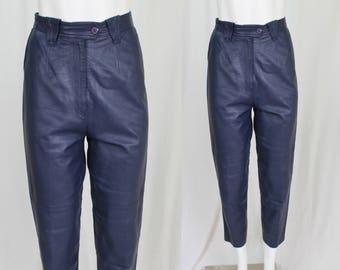 navy blue leather pants