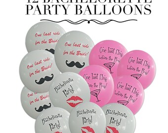 Bachelorette Party Balloons, 12 Latex Helium Quality Balloons, 3 Different Styles, 4 of Each Style, Awesome Bachelorette Party Decorations