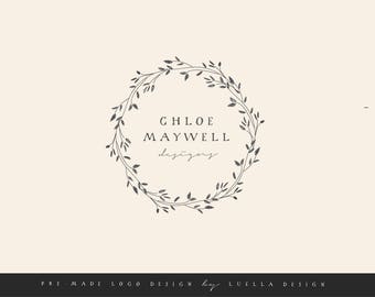 Botanical Logo, Wreath Logo Design, Photography Logo, Nature Logo Design, Boutique Brand Logo, Rustic Logo, Small Business Branding