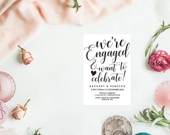 Engagement invitation printable engagement party invitation, Editable invitation template, Were engaged, Engagement party invites