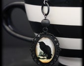 Black Raven Cameo Tea Ball Infuser | Edgar Allan Poe | The Crow | Nevermore | Halloween Gothic Goth | Tea Accessory for Loose Leaf Tea