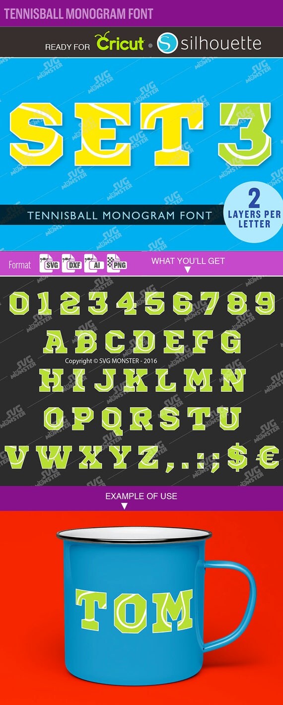 Download TENNIS FONT svg Tennis Ball Font svg Monogram font Svg Cutting