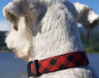 Buffalo Plaid Collar, Boy Dog Collar, Red Dog Collar, Puppy Collar, Male Dog Collar, Tartan Collar, Buffalo Check, Christmas Dog Collar