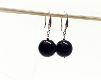 Orecchini A Goccia In Onice Nero E Argento 925 VONALA - Filigrana Placcata Oro Rosa, 37x12 Mm, Ipoallergenici - 4