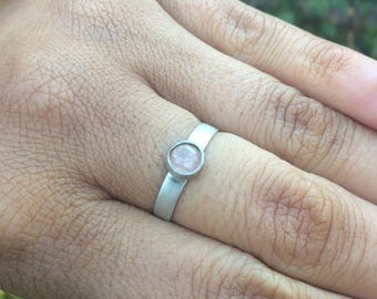 Light Pink Tourmaline Ring / Sterling Silver Ring Size 8 / Silver Tourmaline Stack Ring / Round Tourmaline Ring / Small Tourmaline Ring