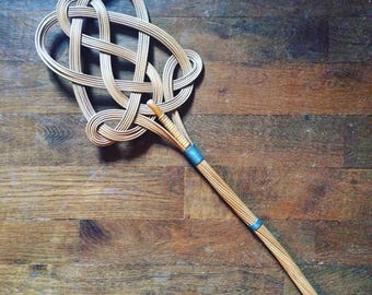 Great old beater wicker and rattan mat. french vintage. 1940's Home decor.