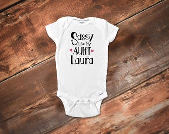 Personalized Aunt Onesies® Bodysuit, Baby Girl Onesies® Bodysuit, Body Suit, Baby Onesies® Bodysuit, Elephant Onesies