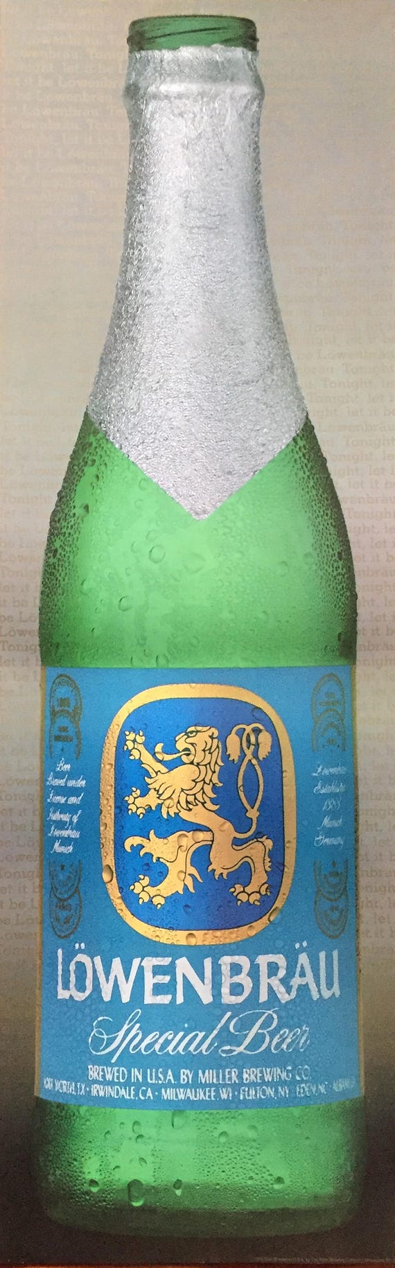 rare 12x36 Lowenbrau special beervintage Poster by Miller