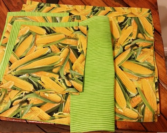 Harvest Corn on the Cob placemat set of 4 with napkins