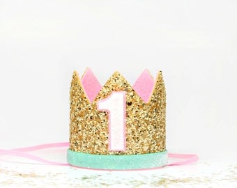 First Birthday Crown | Birthday Crown | 1st Birthday Crown | Girl Birthday Crown | Gold Birthday Crown | Birthday Party Hat | Cake Smash