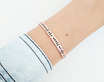 She Believed She Could So She Did Bracelet // Personalized Mantra Bracelet + Friendship Bracelet + Feminist + Mantra Bracelet + Gift for her