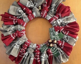 Ohio State Buckeyes Wreath Bandana Scarlet and Gray Door Wreath Football