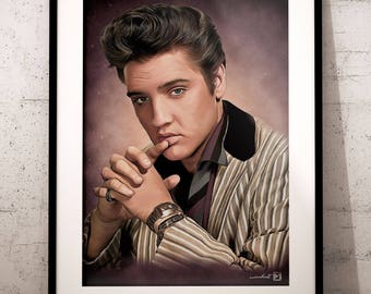 Elvis Presley, the King, artwork, handmade, PRINTABLE art, poster, instant download, digital print, home decor, decor, wall art, download