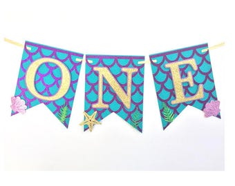 Mermaid Banner, Mermaid Birthday Banner, Mermaid High Chair Banner, Mermaid Party Decorations, Mermaid Party Banner, Mermaid Birthday Party