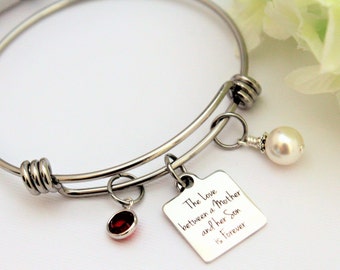 Mother of Groom Gift from Groom Gift for Mom Adjustable Personalized Birthstone Bracelet Gift to Mom Mother of the Groom Gift from Son