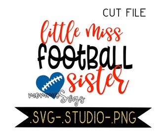 Little Miss Football Sister Svg, Studio, Png, Cut File, Softball, Softball Svg