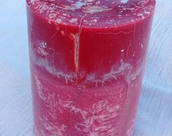 Red Cinnamon and Apple Pillar Candle Made with Sustainable Palm Wax