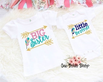 Big Sister Little Brother Shirts, Little Brother Shirt, Big Sister Shirt, Baby Shower Big Sister Gift, Sister Brother Silbing Set BS6LB2