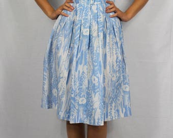 50's blue and white silk dress