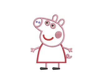 Peppa Pig Applique Design - Peppa Pig Applique - Peppa Pig Machine Embroidery Applique Design 3,4,5,6 inch