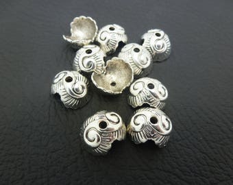 10 cups caps 13 * 11mm antiqued silver shell (8SC001) shape