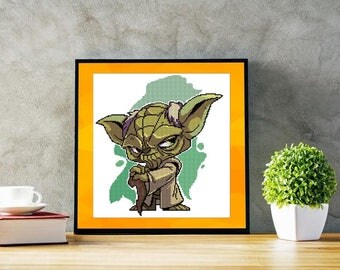 Yoda star wars Cross stitch pattern Gift for him Cartoon pattern Modern xstitch Yoda pattern Needlepoint pattern Gift for son Cute cartoon