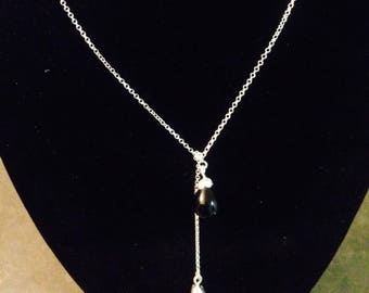 Black Onyx Teardrop Asymmetrical Necklace
