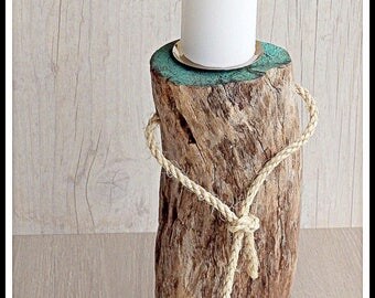 Scandinavian drift wood candle holder