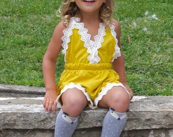 Mustard Yellow Girl's Romper