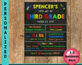 First Day of School Sign, Back to School, Printable Chalkboard Poster, First day of Kindergarten/Elementary Sign, Printable Sign, Custom
