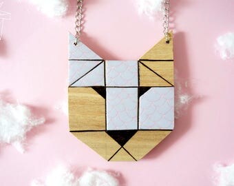 WOOD cat NECKLACE