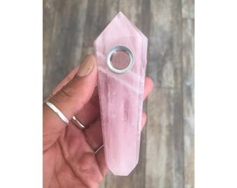 Rose Quartz Pipe, Crystal Pipe, Gemstone Pipe, Custom Made, Stone Pipe, Free Shipping, Cute Pipe, Quartz Pipe, Glass Smoking Pipe, Pink Pipe