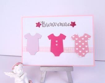 Girl - pink Bodysuit pattern birth announcement