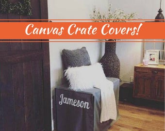 Grey Canvas Dog Crate Cover, Custom Crate Cover, Kennel Cover, Pet Crate Cover, Personalization and Grommets Extra