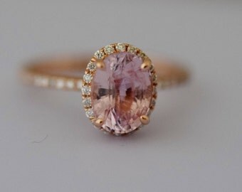 eidelprecious engagement sapphire ring 4ct 14k peach oval diamond rose gold